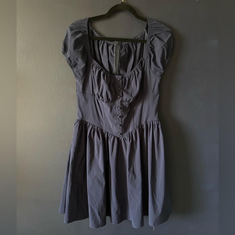 Black Ruffled Scoop Neck Cap Sleeve Mini Dress